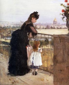 貝爾特 摩裡索特 Woman and Child on a Balcony